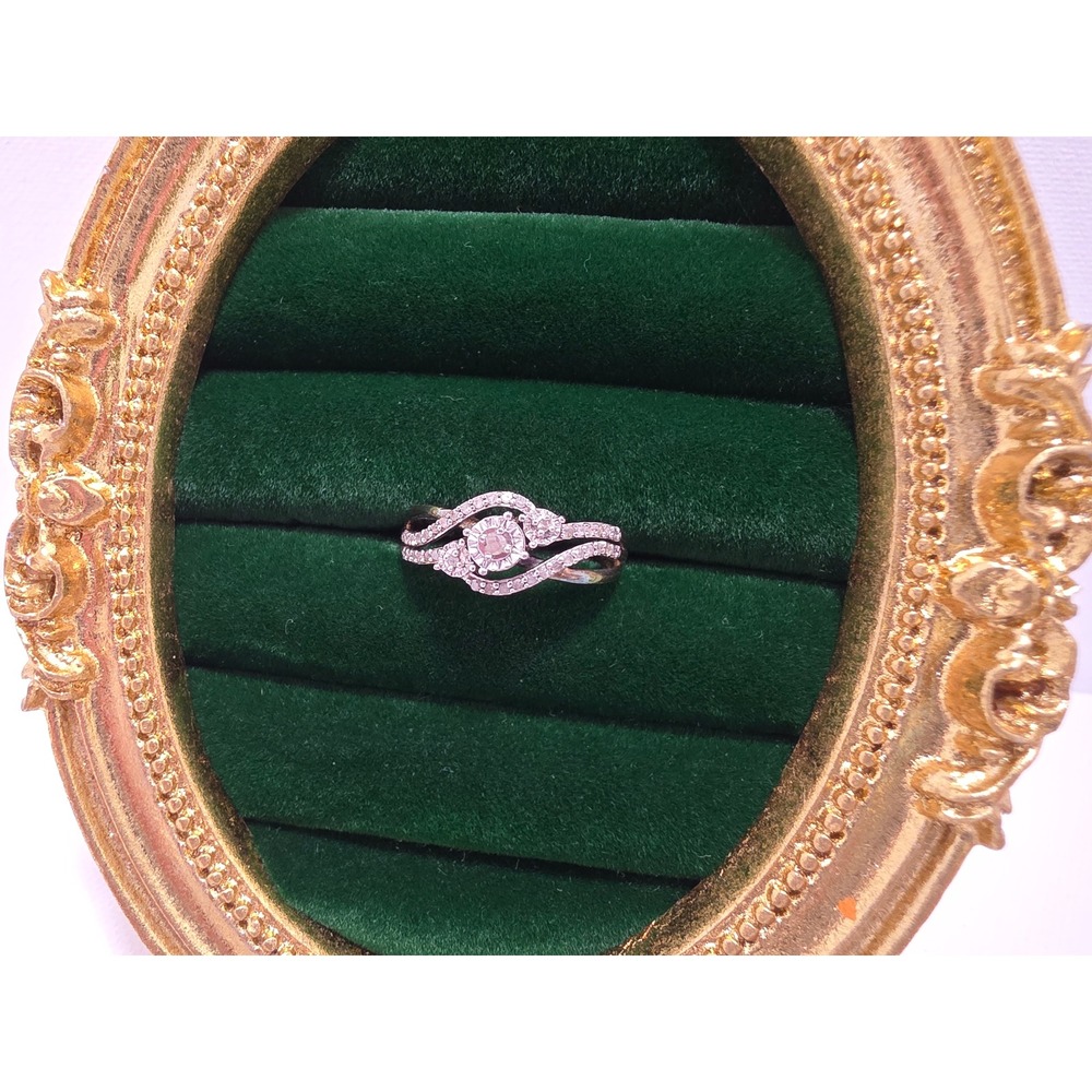 Vintage 925 Sterling Silver Diamond Bypass Ring Heat Tested Engagement Band